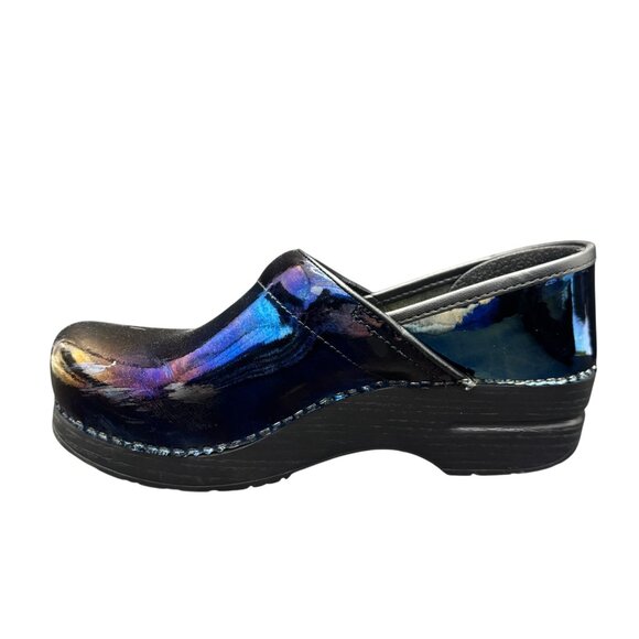 Dansko Professional Clogs Women's Patent Iridescent Blue Slip-Resistant, Sz 38 - Picture 2 of 10